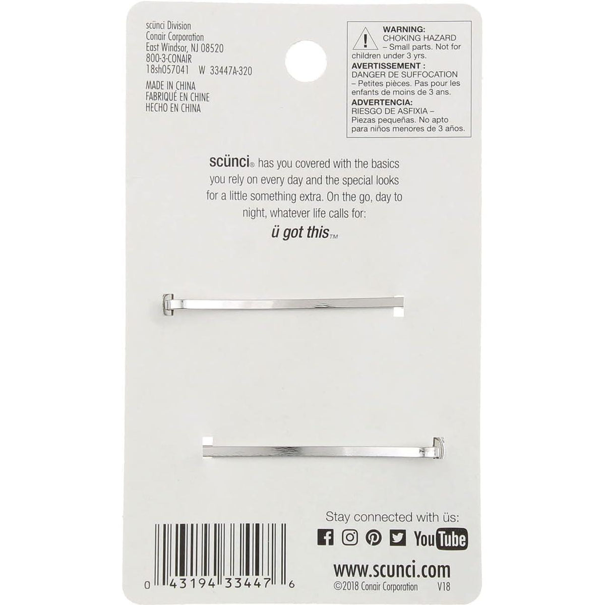 scünci Real Style Bobby Pins with Cubic Zirconia Stones, 2 count-043194334476-LR-335051-2-LR eShop
