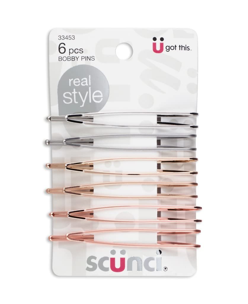 scünci Real Style Open Metal Bobby Pins - Assorted Metals, 6 count-043194334537-LR-333725-1-LR eShop