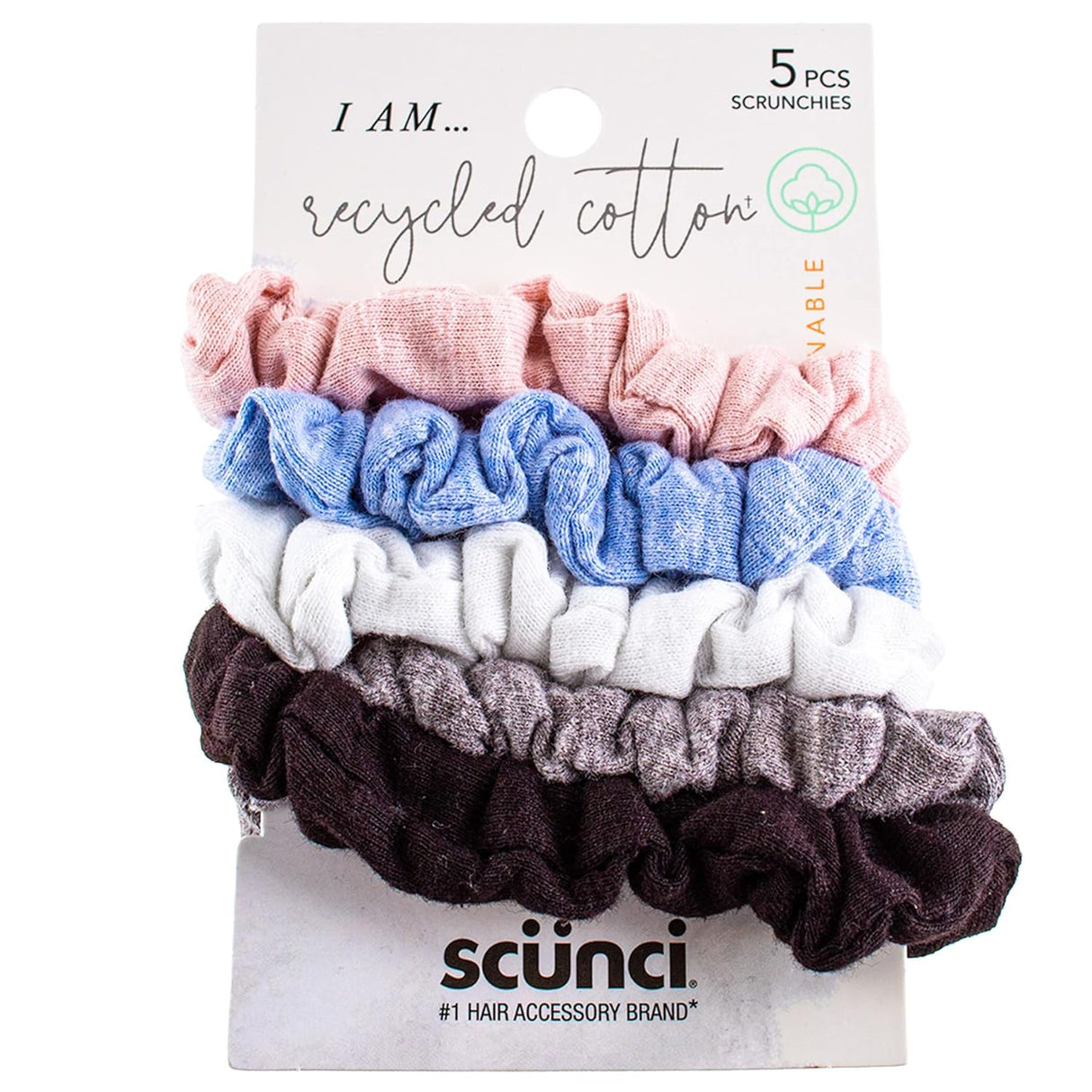 scünci Upcycled Earth-Friendly Recycled Cotton Hair Scrunchies, 5 count-043194353040-LR-342233-1-LR eShop