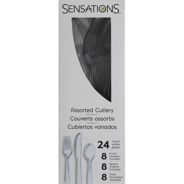 SENSATIONS Assorted Plastic Cutlery - Clear, 24 count-092352988433-LR-354361-3-LR eShop