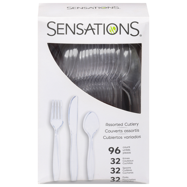 SENSATIONS Assorted Plastic Cutlery - Clear, 96 count-092352990832-LR-361377-1-LR eShop