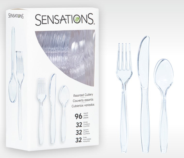 SENSATIONS Assorted Plastic Cutlery - Clear, 96 count-092352990832-LR-361377-2-LR eShop