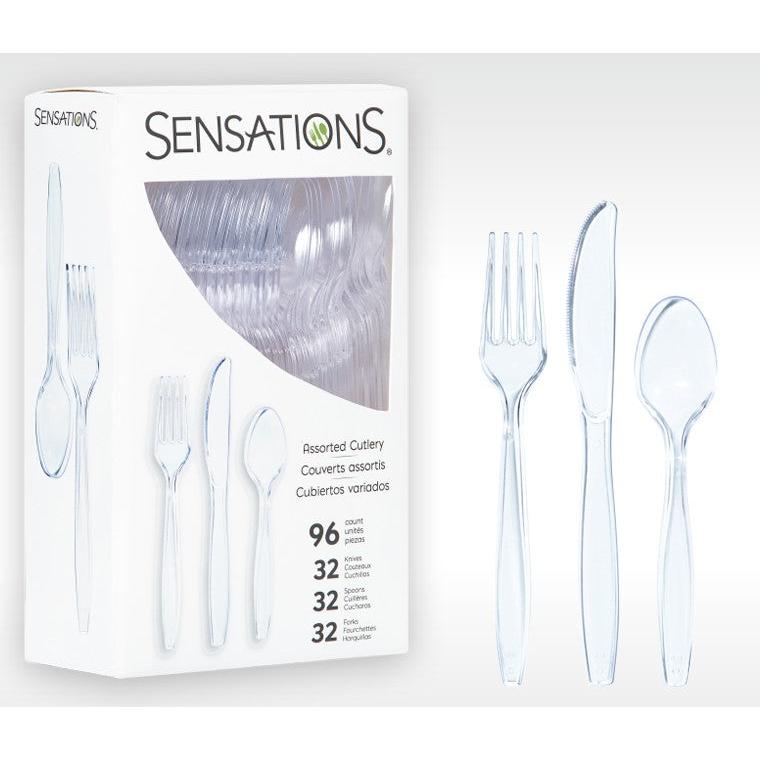 SENSATIONS Assorted Plastic Cutlery - Clear, 96 count-092352990832-LR-361377-2-LR eShop