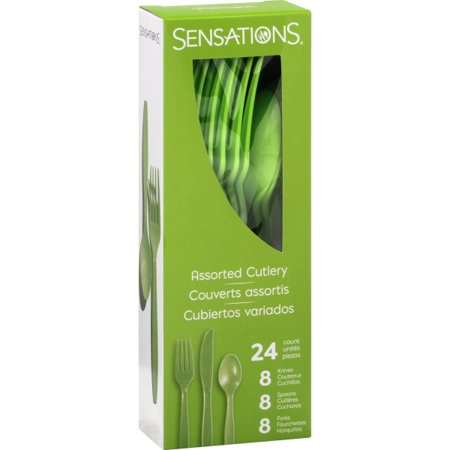 SENSATIONS Assorted Plastic Cutlery - Fresh Green, 24 count-092352988457-LR-354363-2-LR eShop