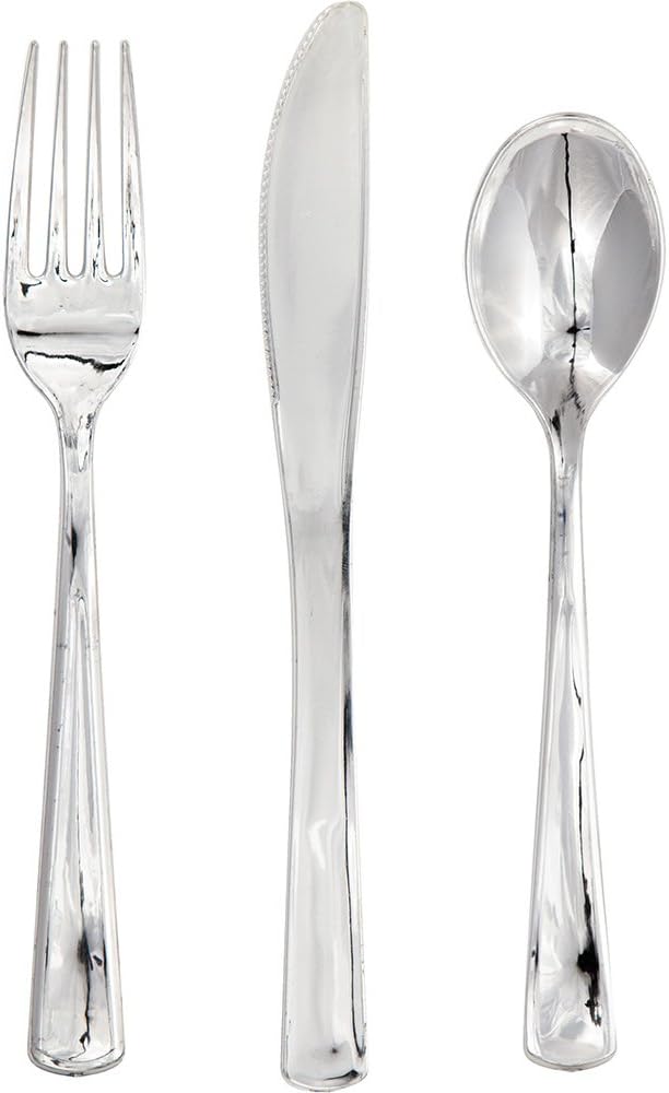 SENSATIONS Assorted Plastic Cutlery - Silver, 24 count-092352990993-LR-361378-2-LR eShop