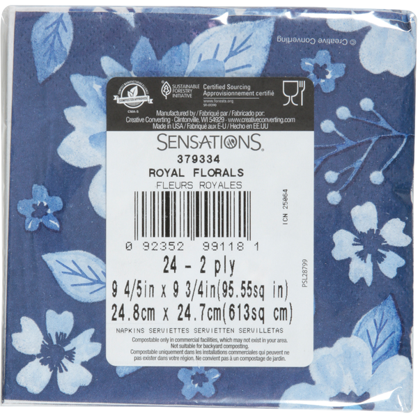 SENSATIONS Beverage Napkins - Royal Florals, 40 count-092352991181-LR-361397-3-LR eShop