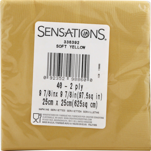 SENSATIONS Beverage Napkins - Soft Yellow, 40 count-092352988600-LR-354370-2-LR eShop