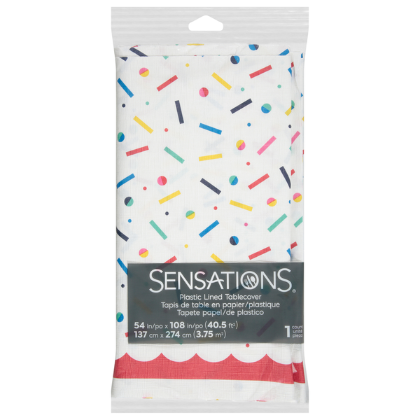 SENSATIONS Plastic Lined Tablecover - Birthday Bliss, 54" x 108"-092352991273-LR-361406-1-LR eShop