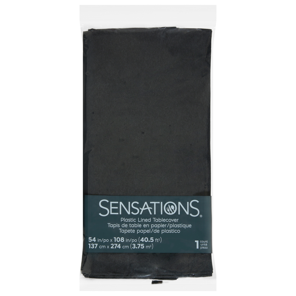 SENSATIONS Plastic Lined Tablecover - Black Velvet, 54" x 108"-092352991266-LR-361405-1-LR eShop