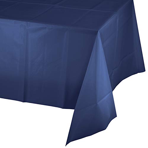 SENSATIONS Plastic Lined Tablecover - Navy Blue, 54" x 108"-092352988914-LR-354387-2-LR eShop