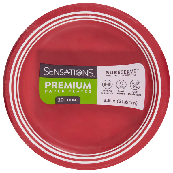 SENSATIONS Premium Paper Dinner Plates - Classic Red, 20 count-092352991082-LR-361387-1-LR eShop