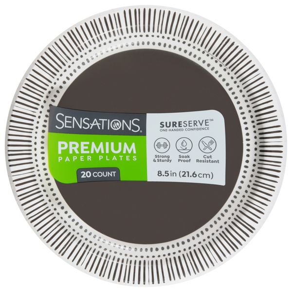 SENSATIONS Premium Paper Dinner Plates - Modern Monochrome, 20 count-092352991129-LR-361391-1-LR eShop