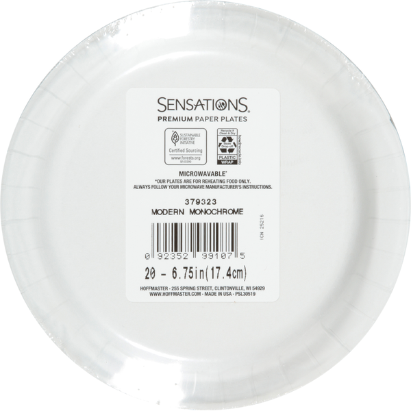SENSATIONS Premium Paper Lunch Plates - Modern Monochrome, 20 count-092352991075-LR-361386-3-LR eShop