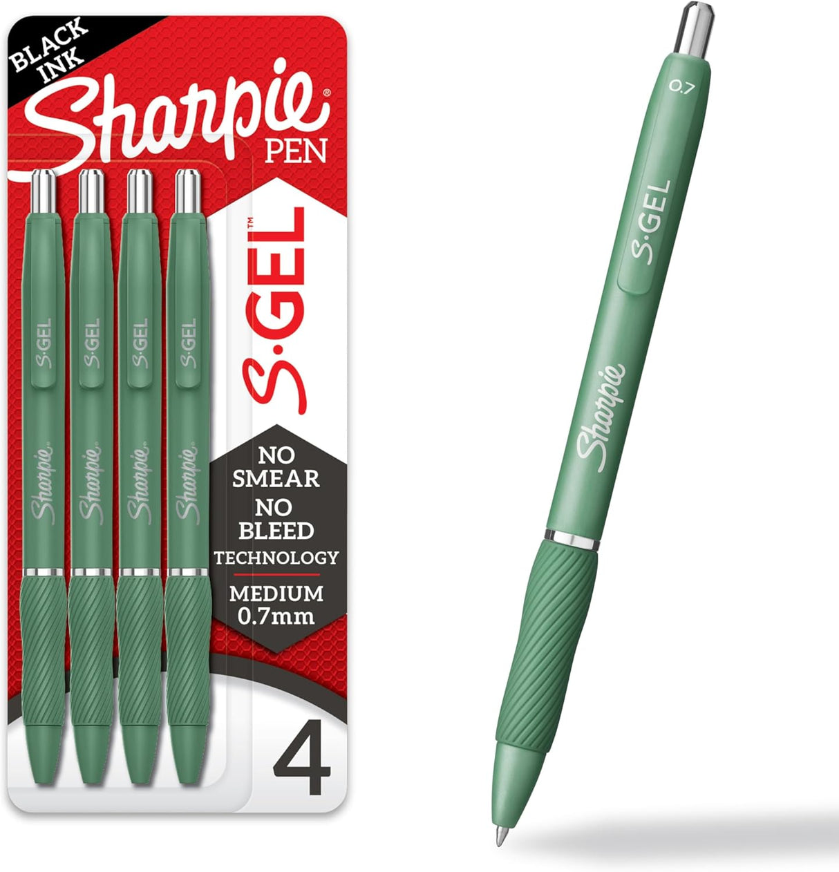 Sharpie S-Gel Forest Green Fashion Barrel Black Ink Pens, 4 count-716412179356-LR-359436-1-LR eShop
