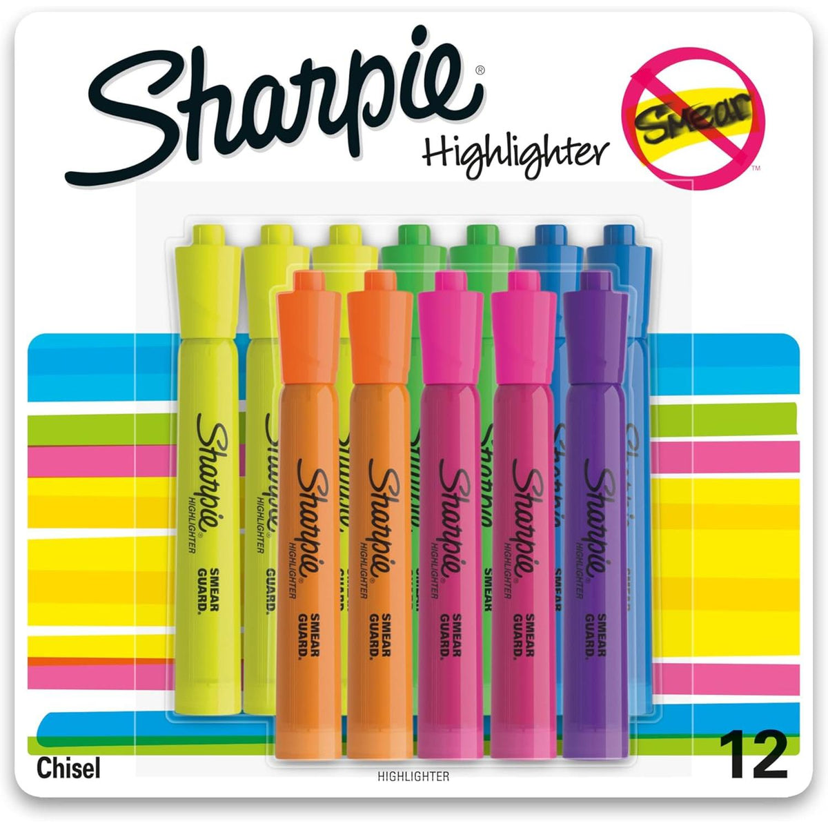 Sharpie Tank Style Chisel Tip Fluorescent Highlighter - Assorted, 12 count-071641251458-LR-349365-1-LR eShop