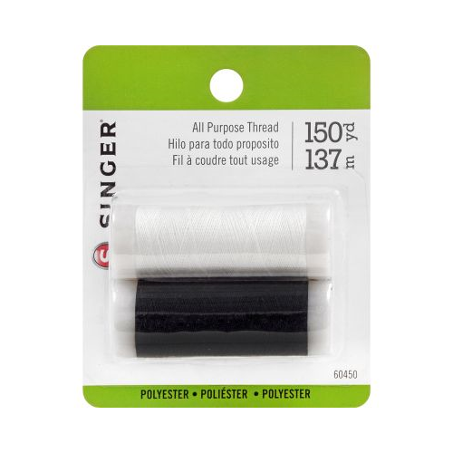 SINGER All-Purpose Sewing Thread, Black & White, 150 yards each, 100% Polyester-075691604509-LR-317299-1-LR eShop