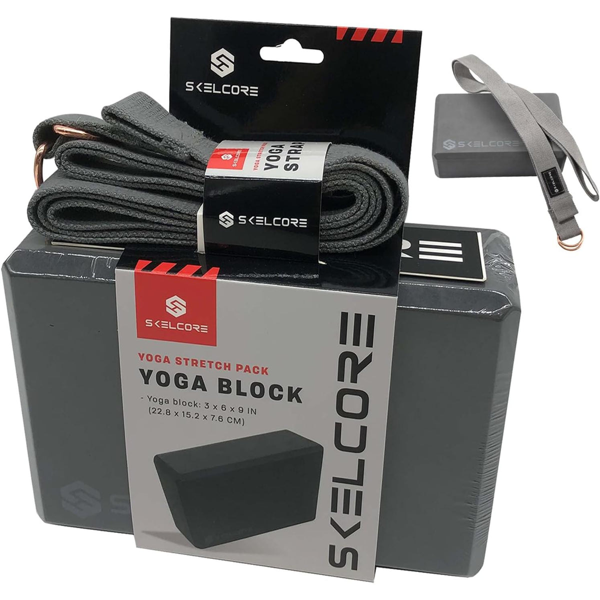 Skelcore High Density Non Slip Foam Yoga Block and Strap Set-840285900301-LR-349002-1-LR eShop