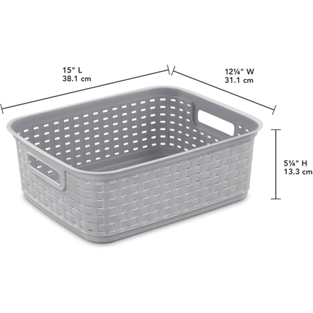 Sterilite Short Plastic Weave Storage Basket - Gray-073149096401-LR-301932-2-LR eShop