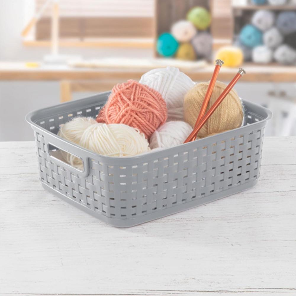 Sterilite Short Plastic Weave Storage Basket - Gray-073149096401-LR-301932-3-LR eShop