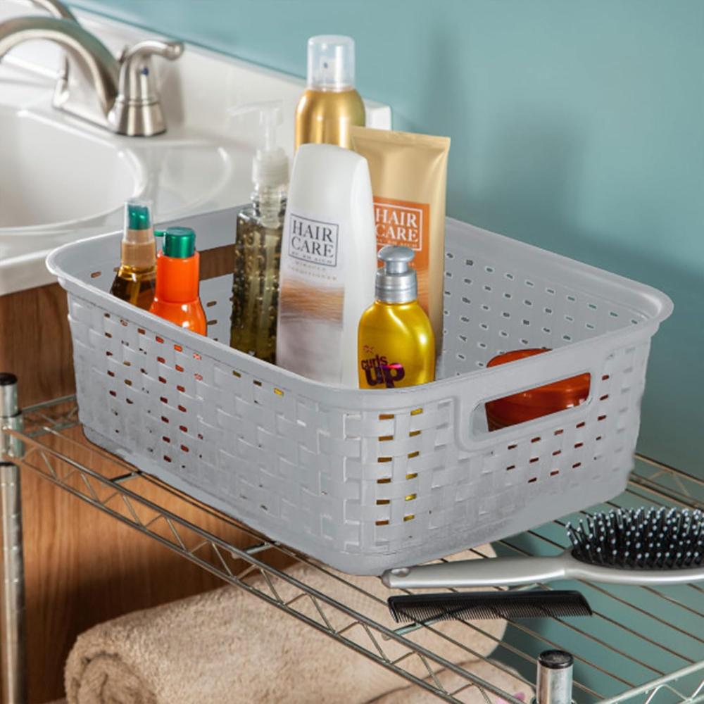 Sterilite Short Plastic Weave Storage Basket - Gray-073149096401-LR-301932-4-LR eShop