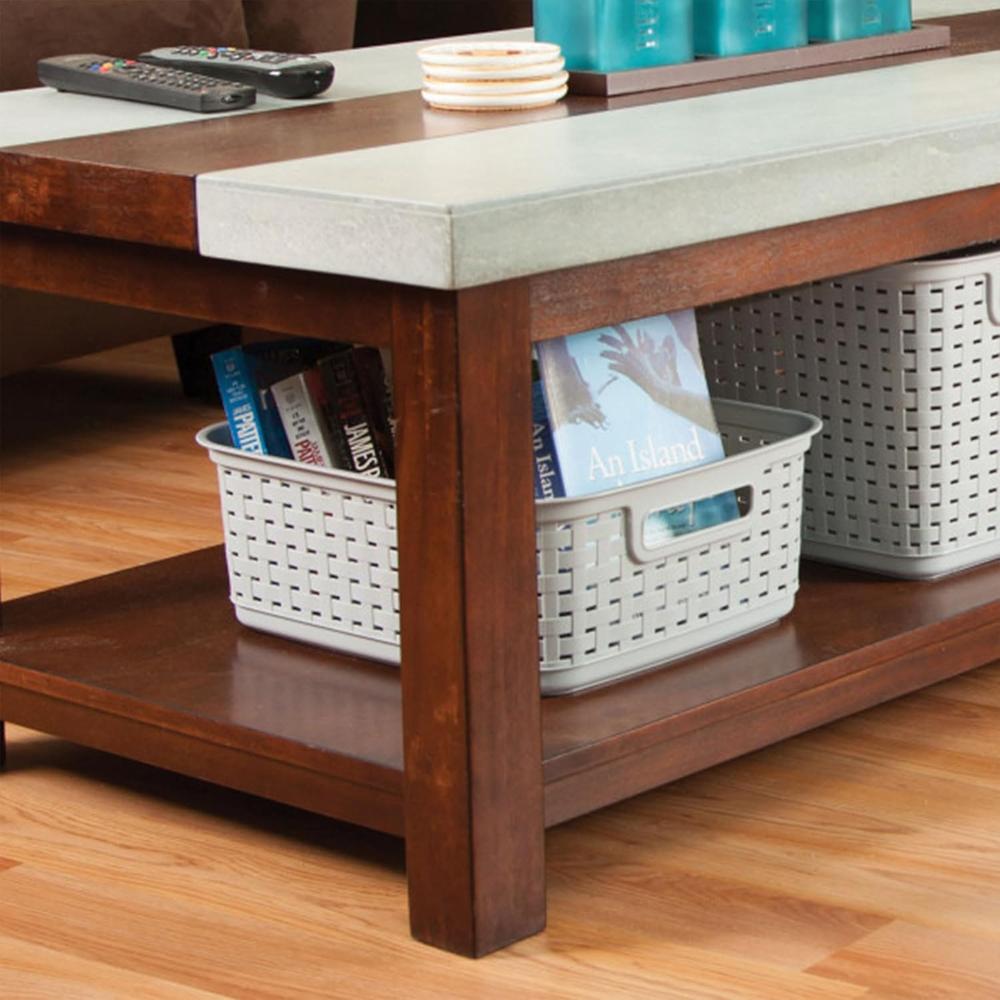 Sterilite Short Plastic Weave Storage Basket - Gray-073149096401-LR-301932-5-LR eShop