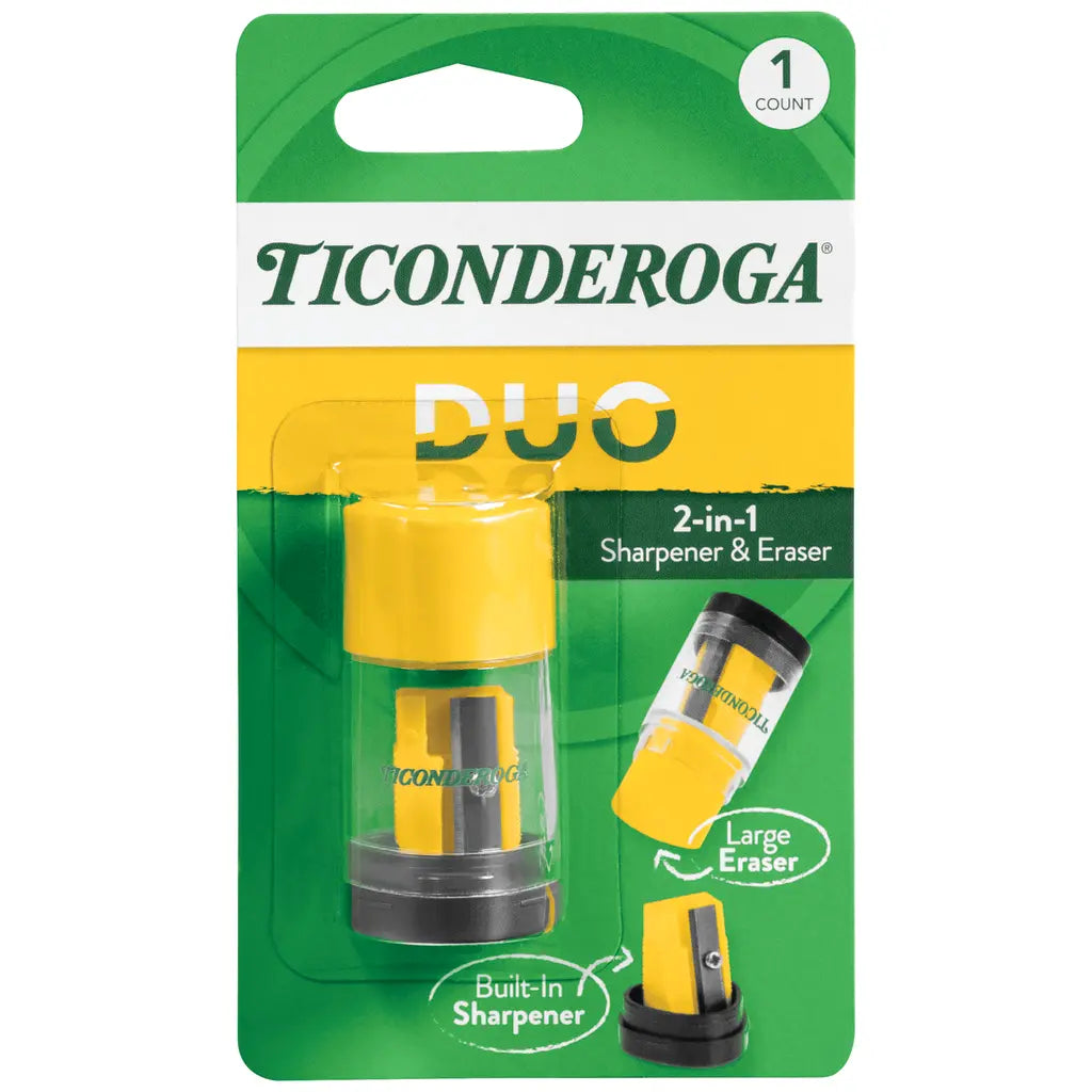 Ticonderoga DUO 2-in-1 Pencil Sharpener & Eraser - Yellow, 1 Count-072067390011-LR-354463-1-LR eShop