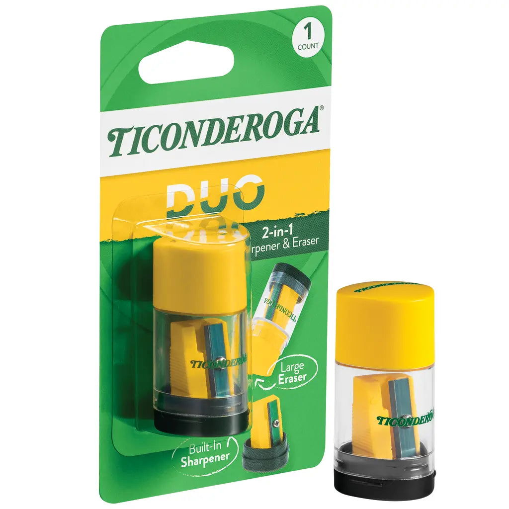 Ticonderoga DUO 2-in-1 Pencil Sharpener & Eraser - Yellow, 1 Count-072067390011-LR-354463-3-LR eShop