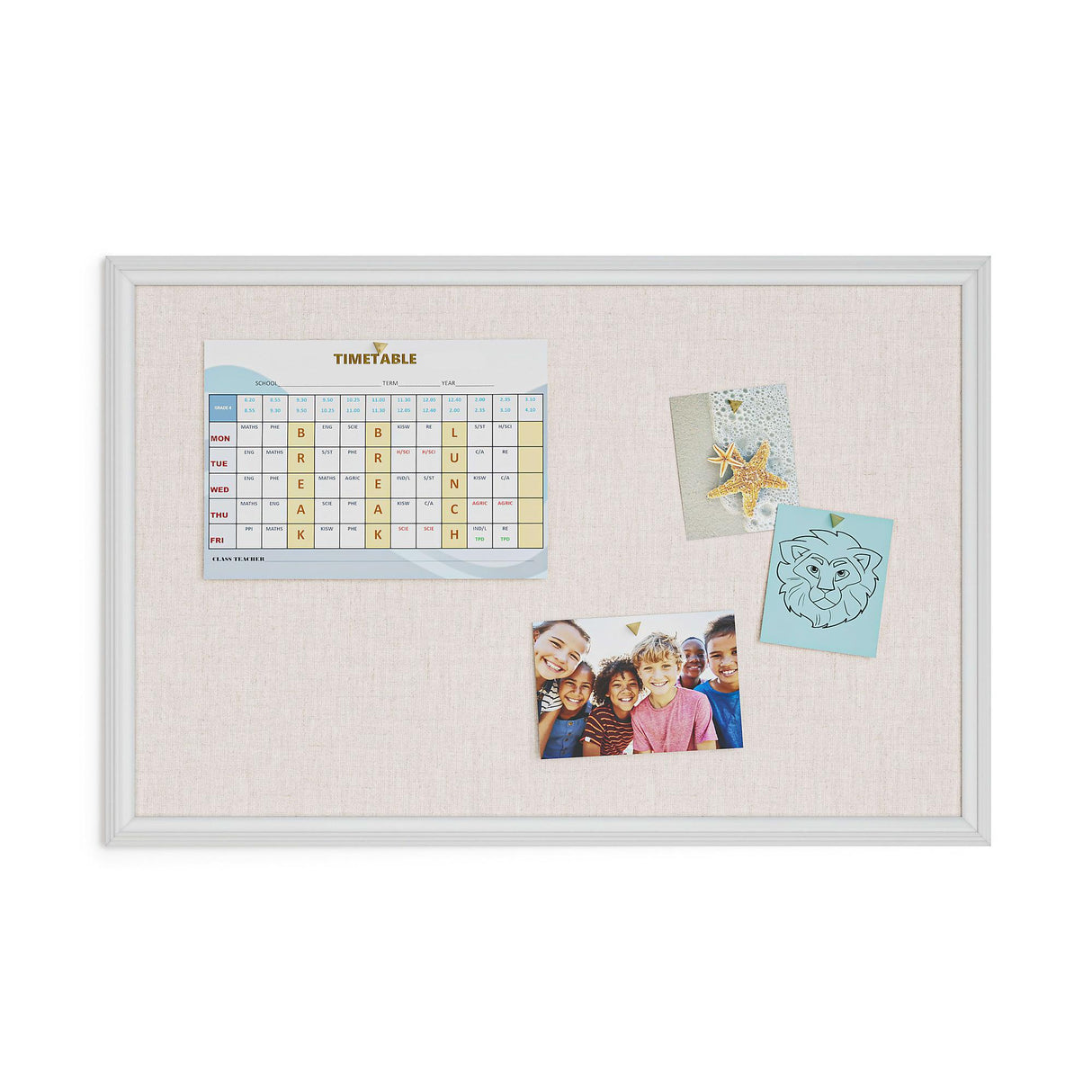 U BRANDS Linen Bulletin Board with White Décor Frame, 30" X 20"-817894020744-LR-362758-6-LR eShop