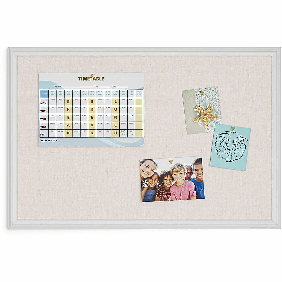 U BRANDS Linen Bulletin Board with White Décor Frame, 30" X 20"-817894020744-LR-362758-9-LR eShop