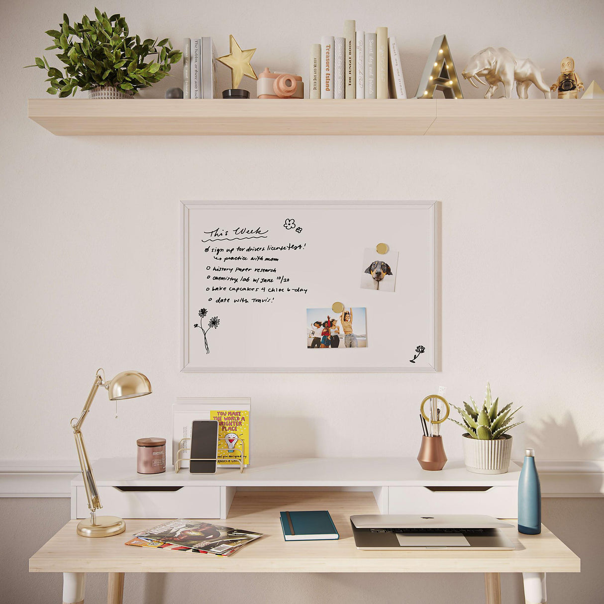 U BRANDS Magnetic Dry-Erase Board with White Decor Frame, 30" x 20"-817894020713-LR-362756-7-LR eShop