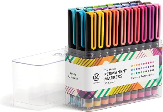 U Brands Malibu Permanent Markers Set, 30 Assorted Bold Colors-843463171784-LR-362773-1-LR eShop