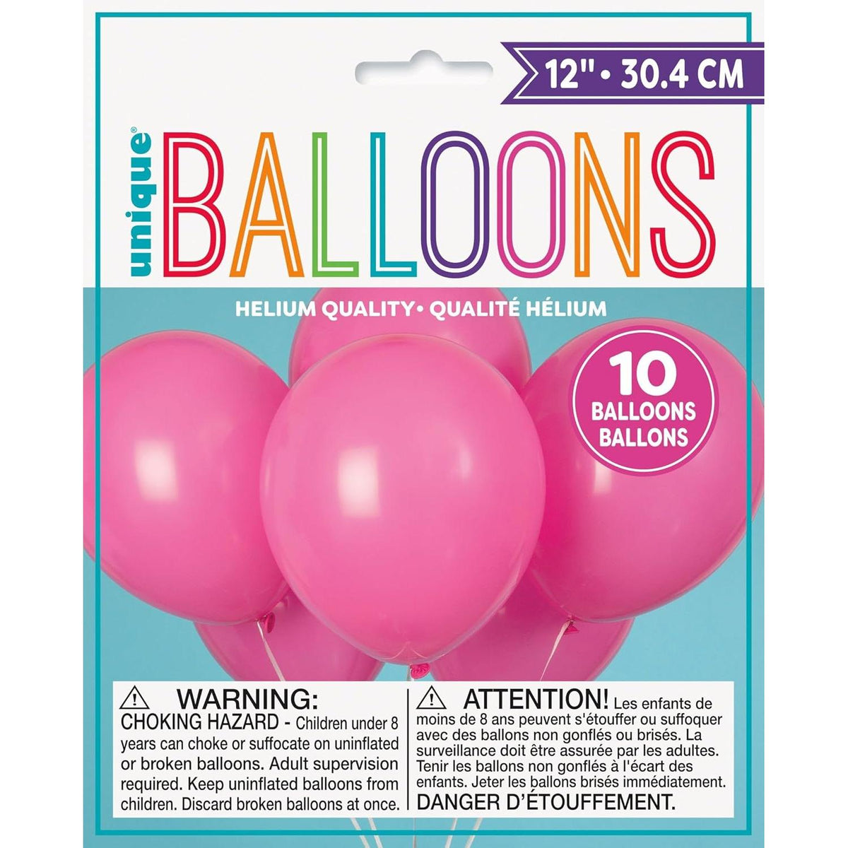 Unique 12" Latex Balloons, 10 count - Bubblegum Pink-011179545315-LR-359577-1-LR eShop