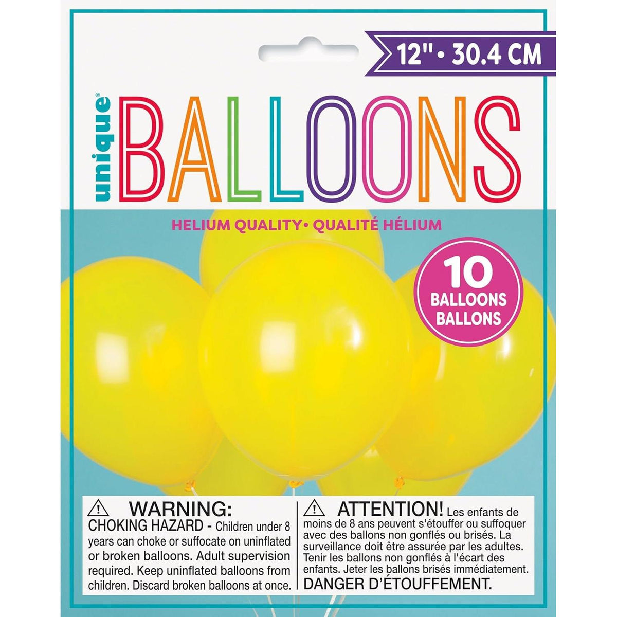 Unique 12" Latex Balloons, 10 count - Sunburst Yellow-011179545070-LR-359575-1-LR eShop