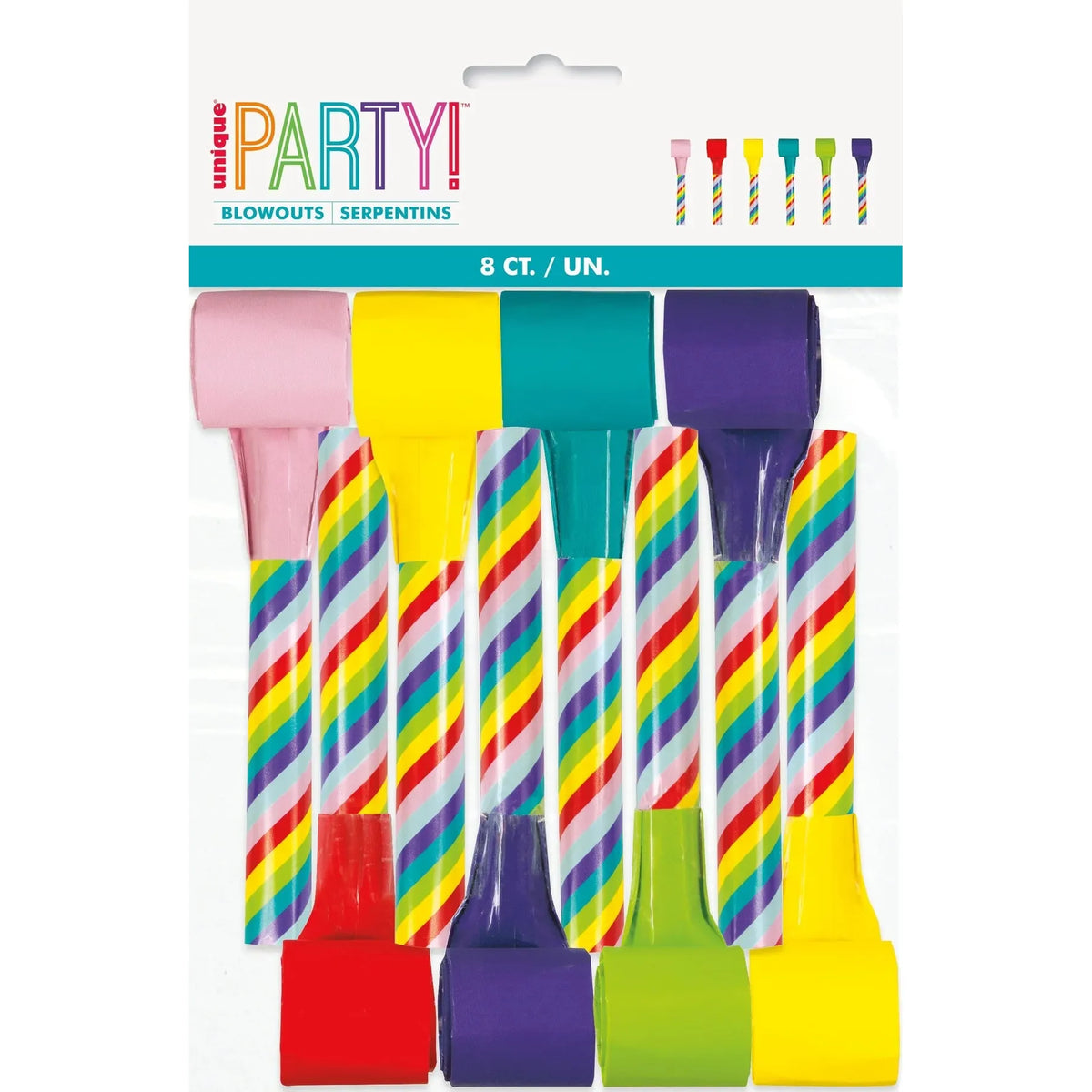 Unique Party! Multicolored Candy Cane Blowouts, 8 count-011179069019-LR-359546-1-LR eShop