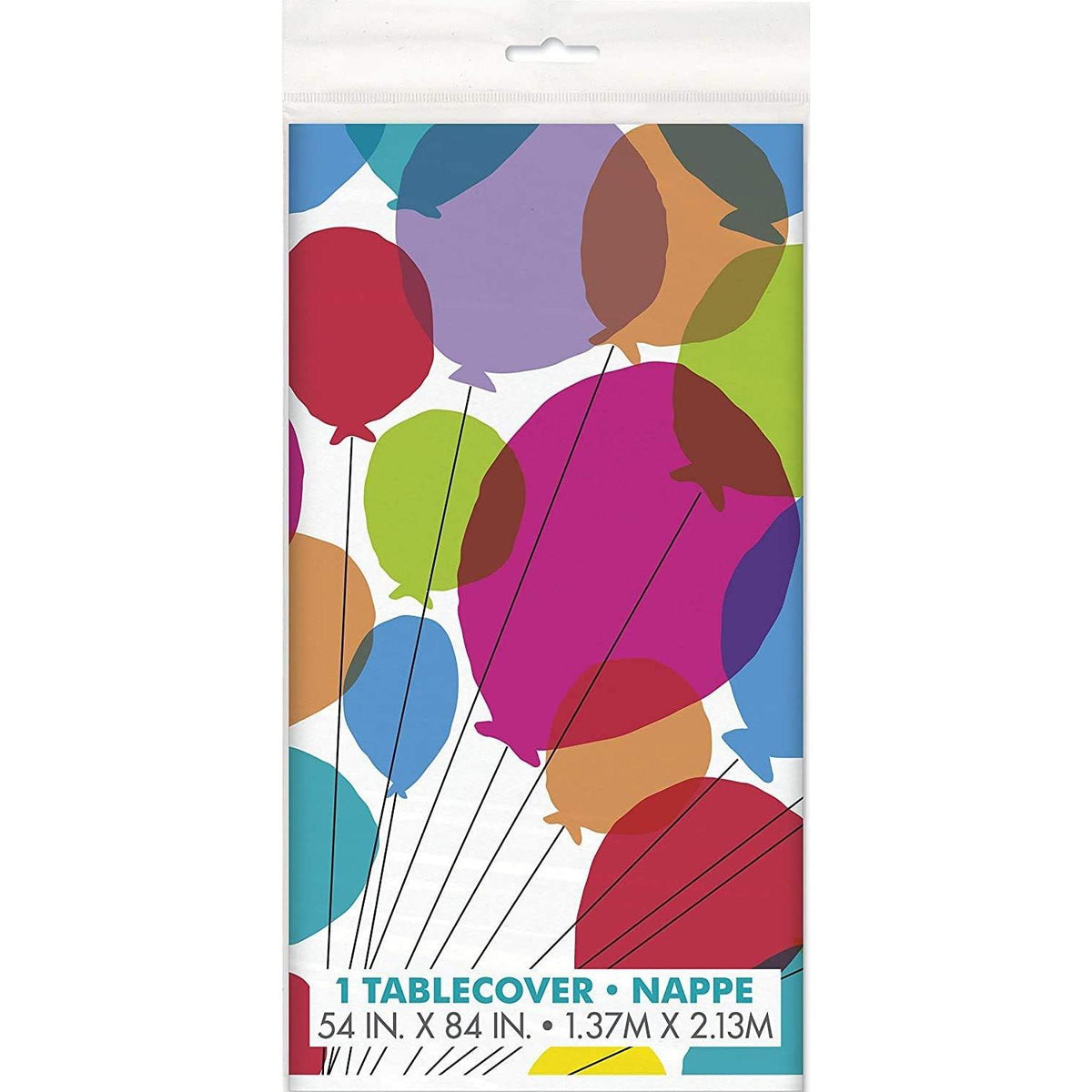 Unique Patterned Rectangular Plastic Table Cover, 54" x 84" - Balloons & Rainbow-011179731237-LR-359581-1-LR eShop