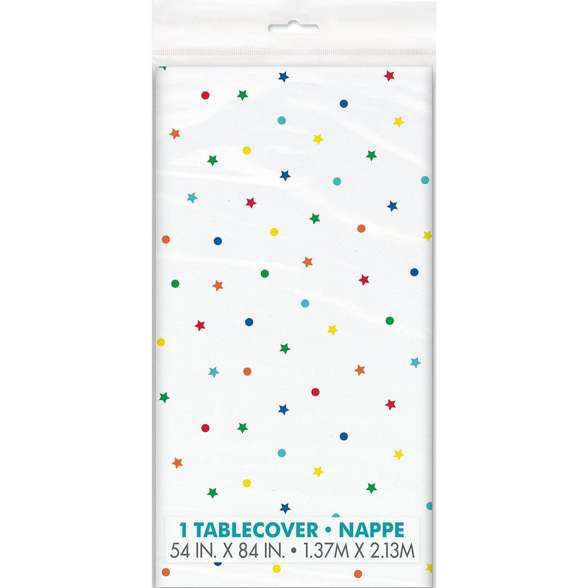 Unique Patterned Rectangular Plastic Table Cover, 54" x 84" - Dots & Stars Birthday-011179225439-LR-359559-1-LR eShop