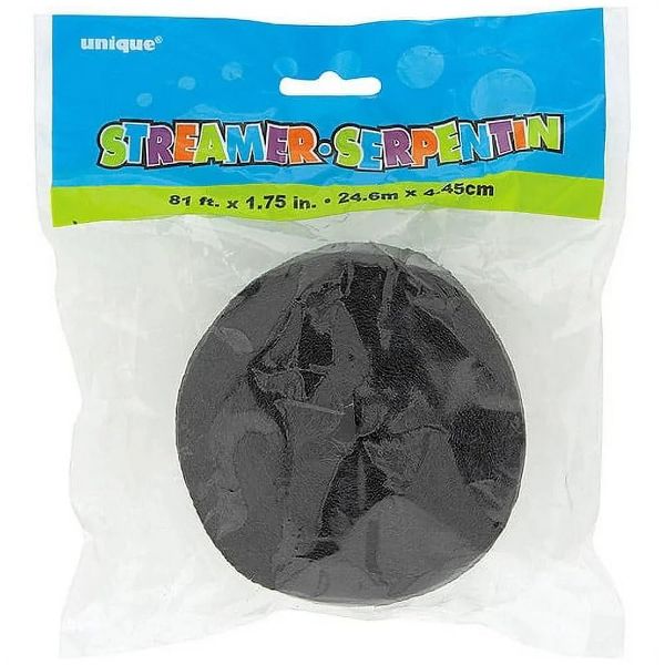 Unique Premium Crepe Paper Streamer - Black, 81 ft-011179063758-LR-108980-1-LR eShop