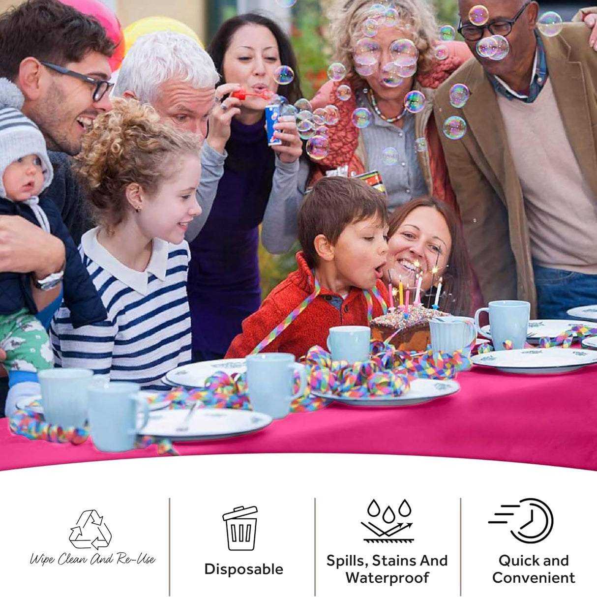 Unique Solid Rectangular Plastic Table Cover, 54" x 108" - Hot Pink-011179050826-LR-326830-6-LR eShop