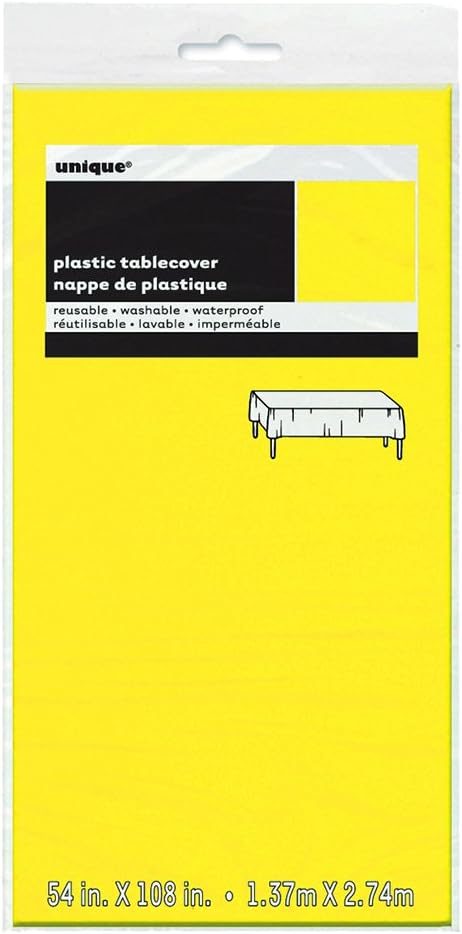 Unique Solid Rectangular Plastic Table Cover, 54" x 108" - Neon Yellow-011179991532-LR-359597-1-LR eShop