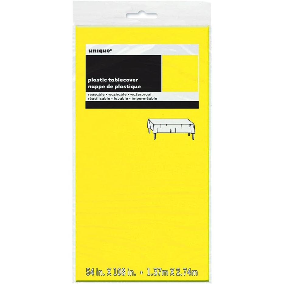 Unique Solid Rectangular Plastic Table Cover, 54" x 108" - Neon Yellow-011179991532-LR-359597-1-LR eShop