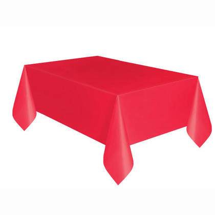 Unique Solid Rectangular Plastic Table Cover, 54" x 108" - Ruby Red-011179050949-LR-216801-2-LR eShop