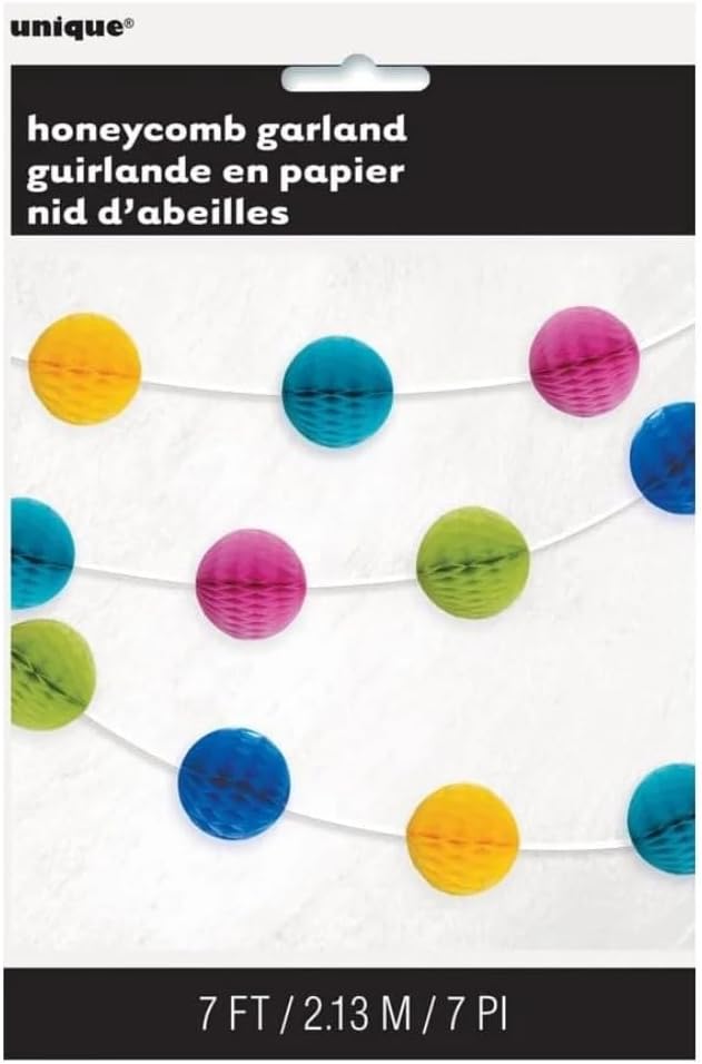 Unique Vibrant Multicolor Honeycomb Ball Paper Garland, 7ft-011179496129-LR-359572-1-LR eShop