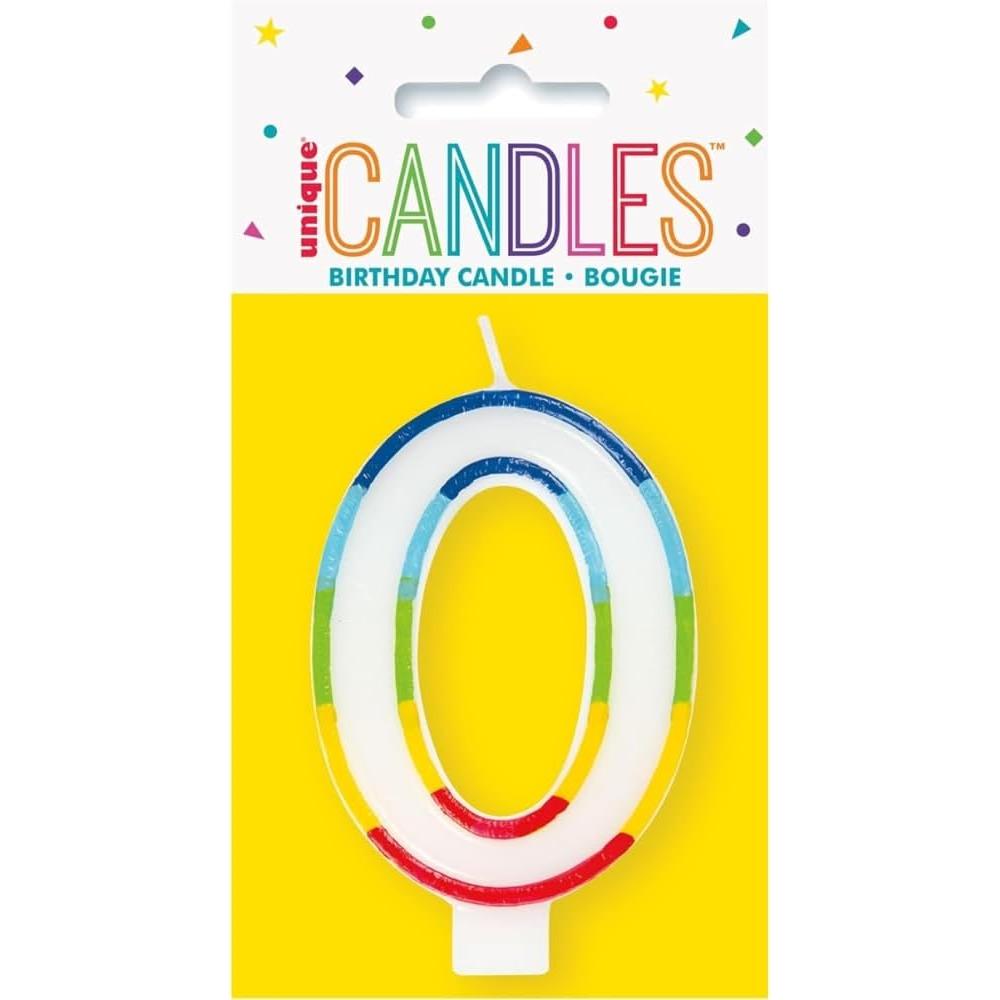 Unique Vibrant Rainbow Border Birthday Candle - Number 0-011179199402-LR-359547-1-LR eShop