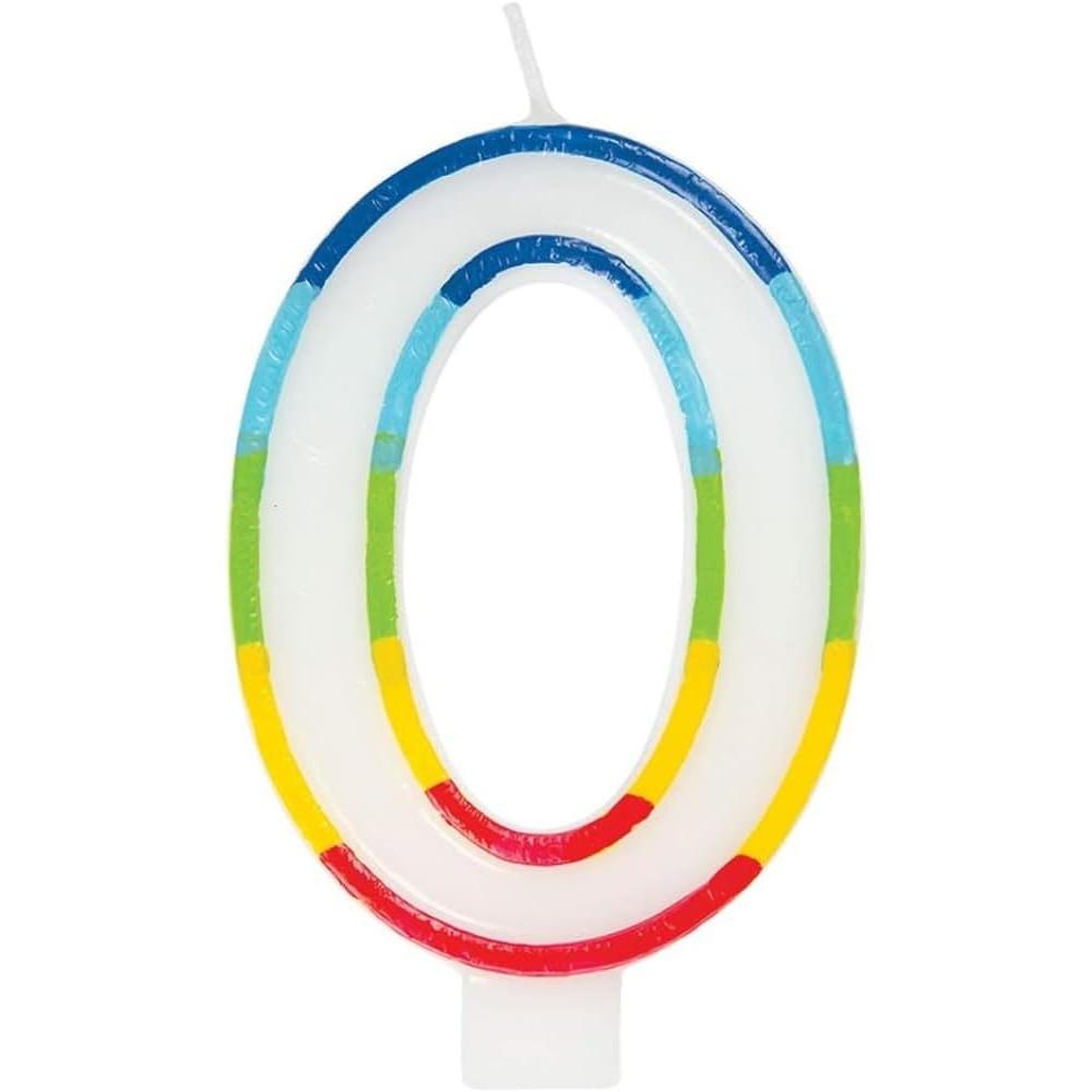 Unique Vibrant Rainbow Border Birthday Candle - Number 0-011179199402-LR-359547-2-LR eShop