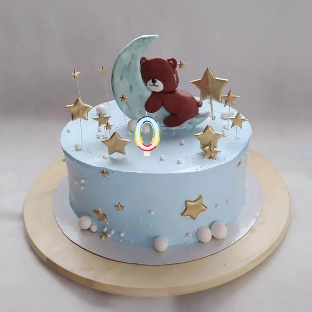 Unique Vibrant Rainbow Border Birthday Candle - Number 0-011179199402-LR-359547-3-LR eShop