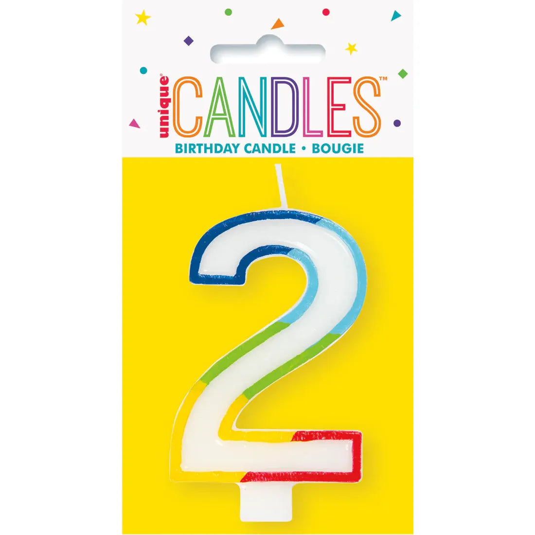 Unique Vibrant Rainbow Border Birthday Candle - Number 2-011179199426-LR-359549-1-LR eShop