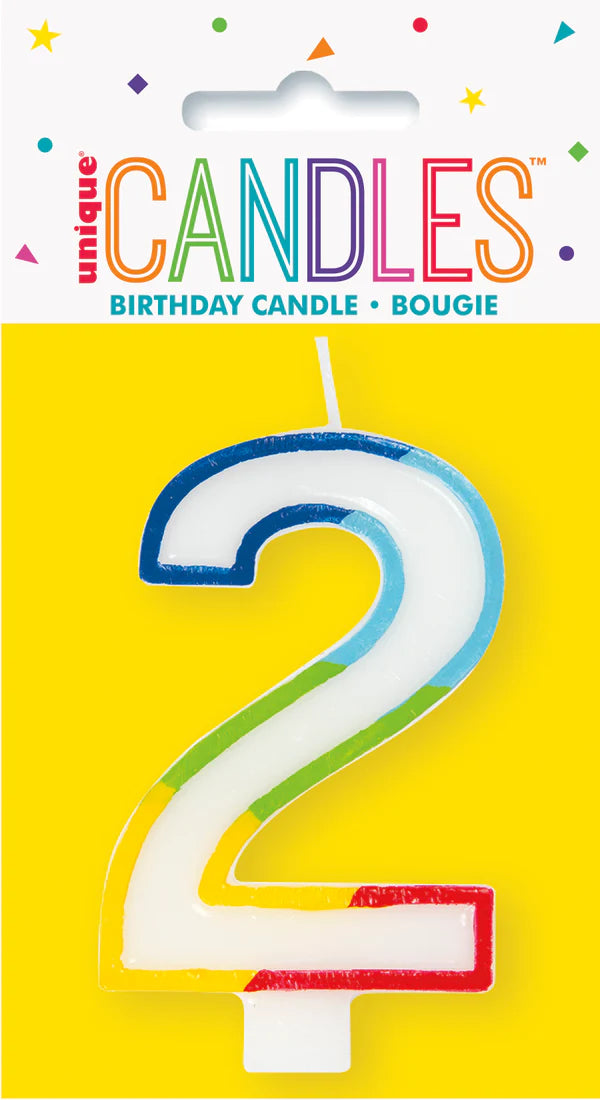 Unique Vibrant Rainbow Border Birthday Candle - Number 2-011179199426-LR-359549-1-LR eShop