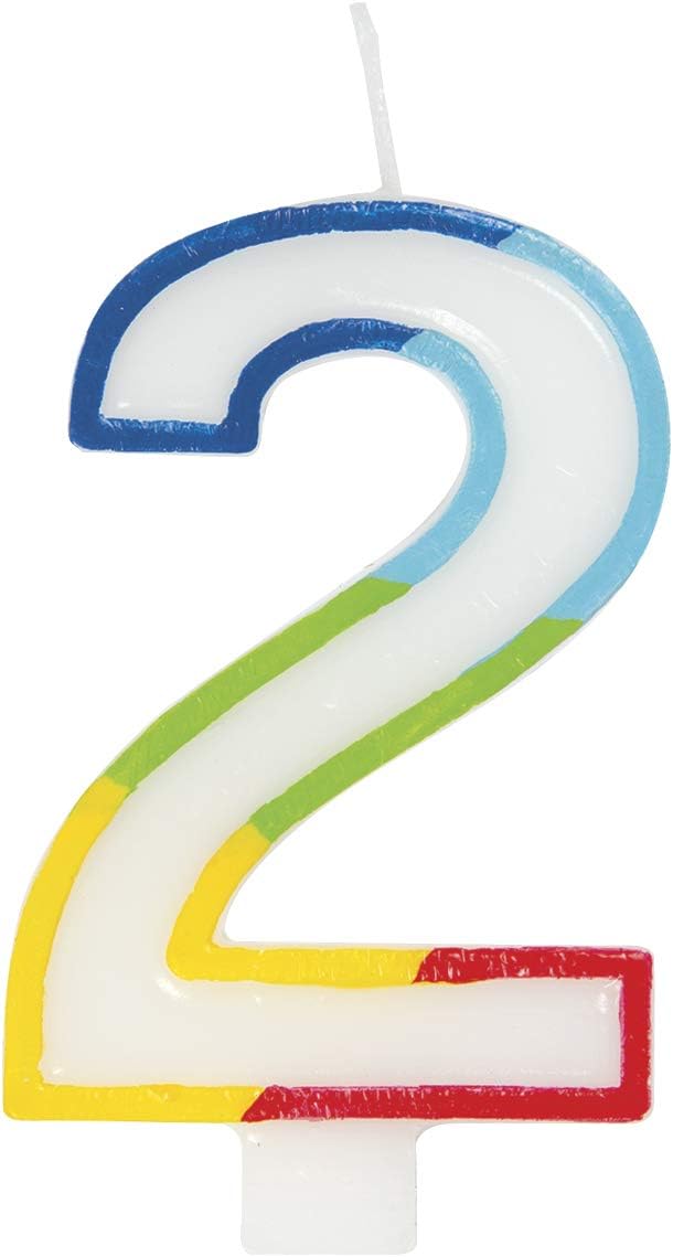 Unique Vibrant Rainbow Border Birthday Candle - Number 2-011179199426-LR-359549-2-LR eShop