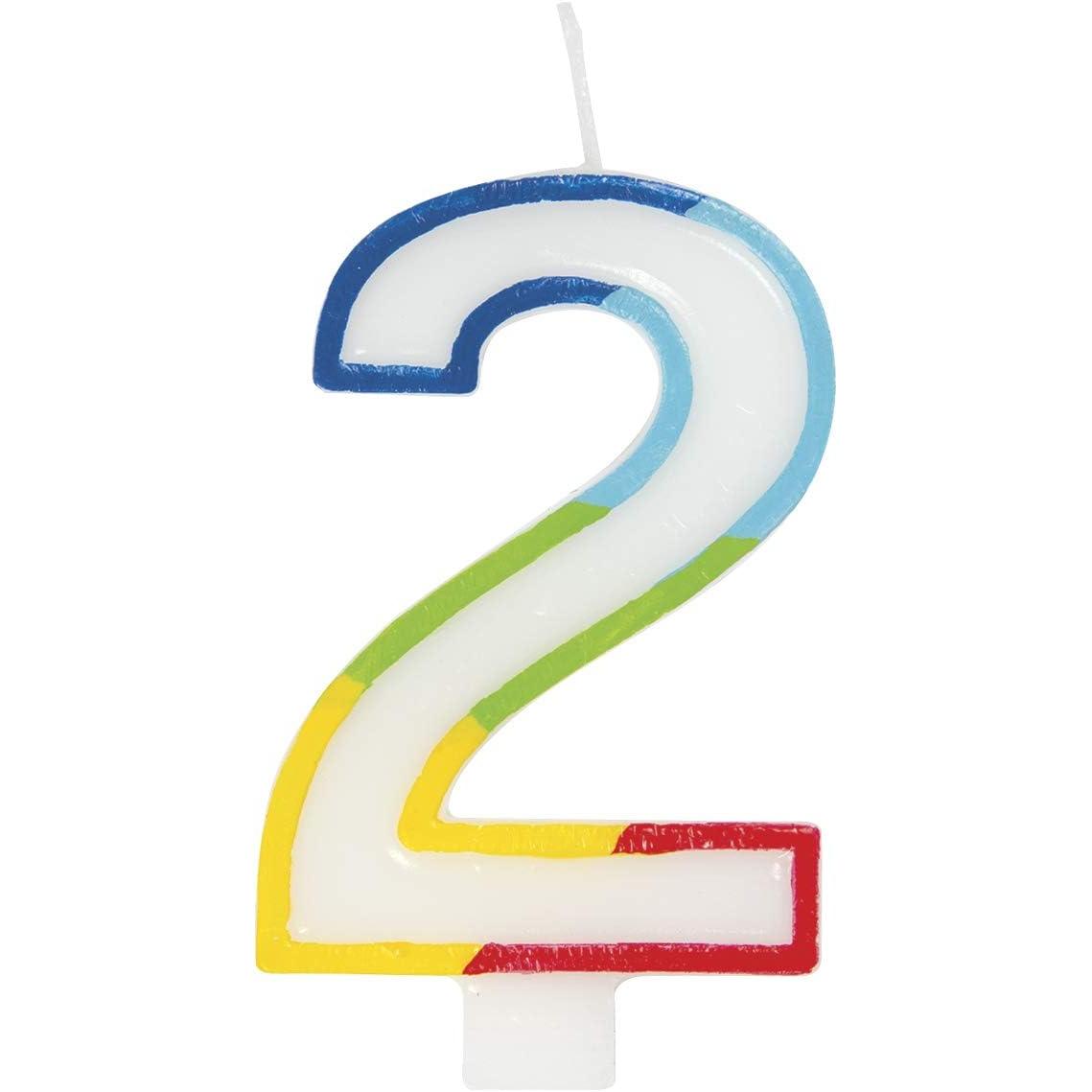 Unique Vibrant Rainbow Border Birthday Candle - Number 2-011179199426-LR-359549-2-LR eShop