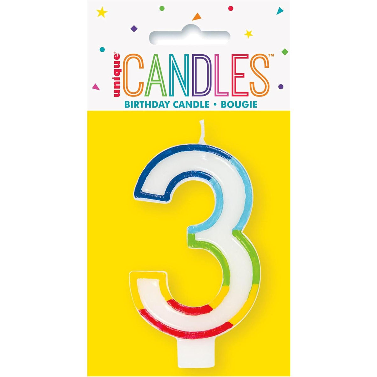 Unique Vibrant Rainbow Border Birthday Candle - Number 3-011179199433-LR-359550-1-LR eShop